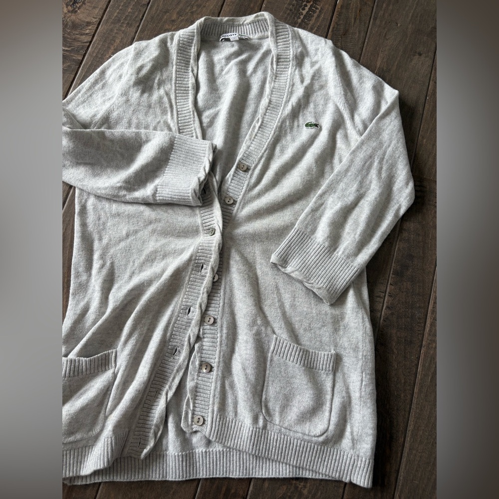 4 for $50 Lacoste Light Gray Button-Up Women's Cardigan